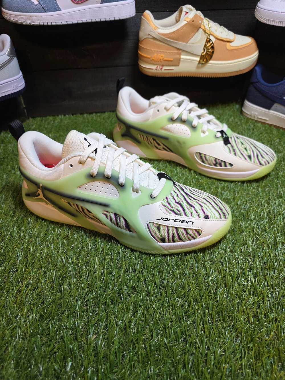 Jordan Kids' Lightweight Athletic Shoes in Lime Green and White